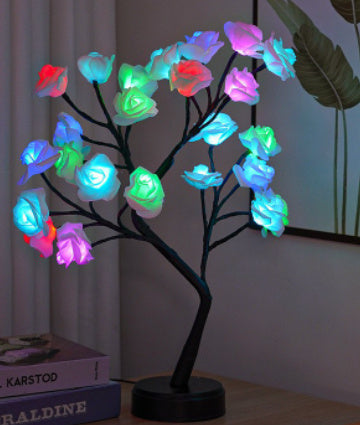 Flower Tree Rose Lamp – USB-Powered Fairy Desk Night Light for Weddings, Valentine's & Holiday Decor