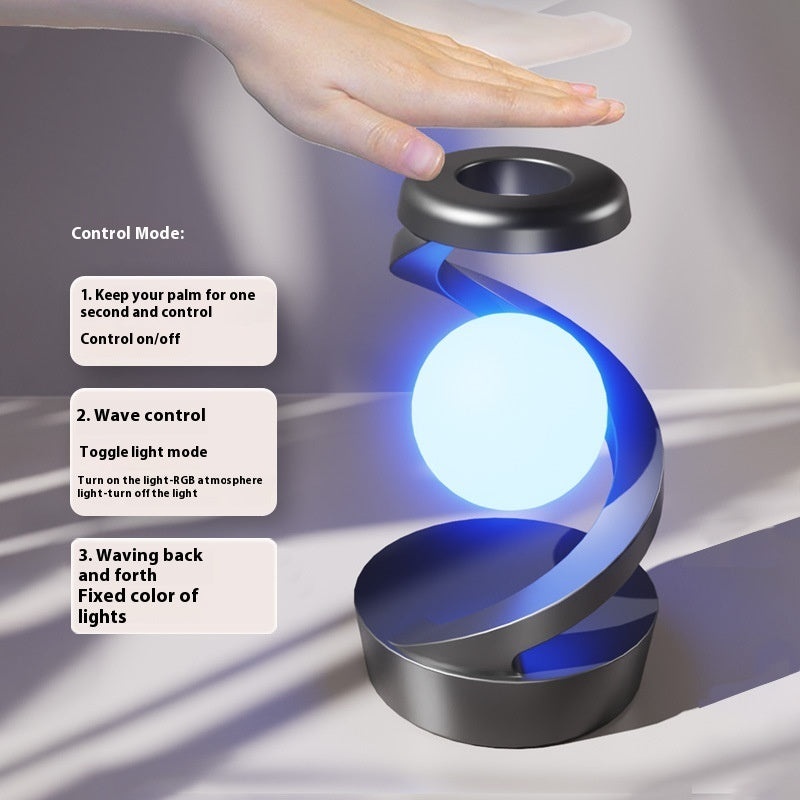 Rotating Moon Desk Lamp with Wireless Phone Charging – Touch Sensor Night Light & Modern Home Decor