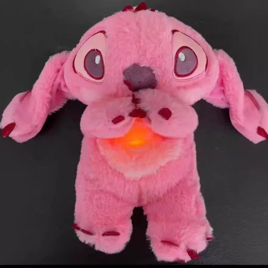 2025 New Lilo&Stitch Plush Doll Breath Child Peluche Kawaii Soothes Toy Anime Baby Music Light Sleep Toys Pink Stitch Kid Gifts