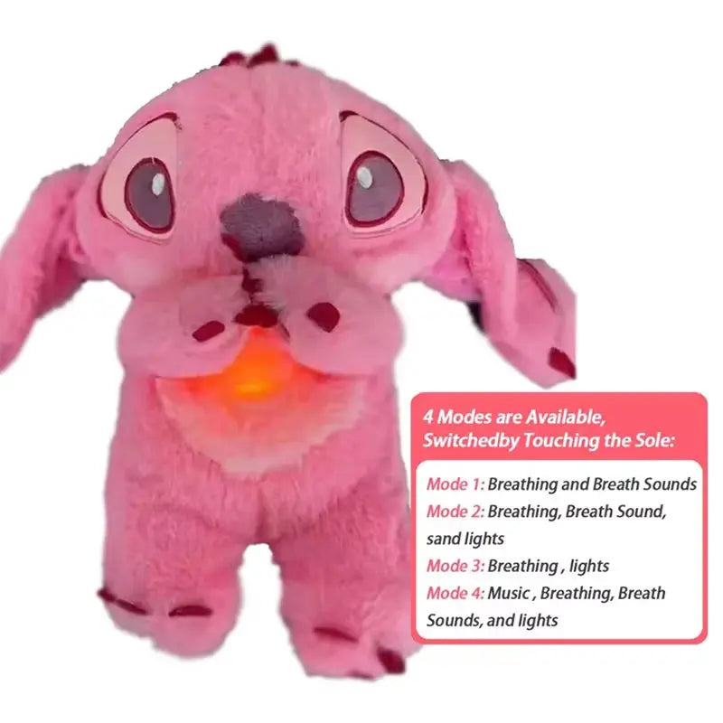 2025 New Lilo&Stitch Plush Doll Breath Child Peluche Kawaii Soothes Toy Anime Baby Music Light Sleep Toys Pink Stitch Kid Gifts