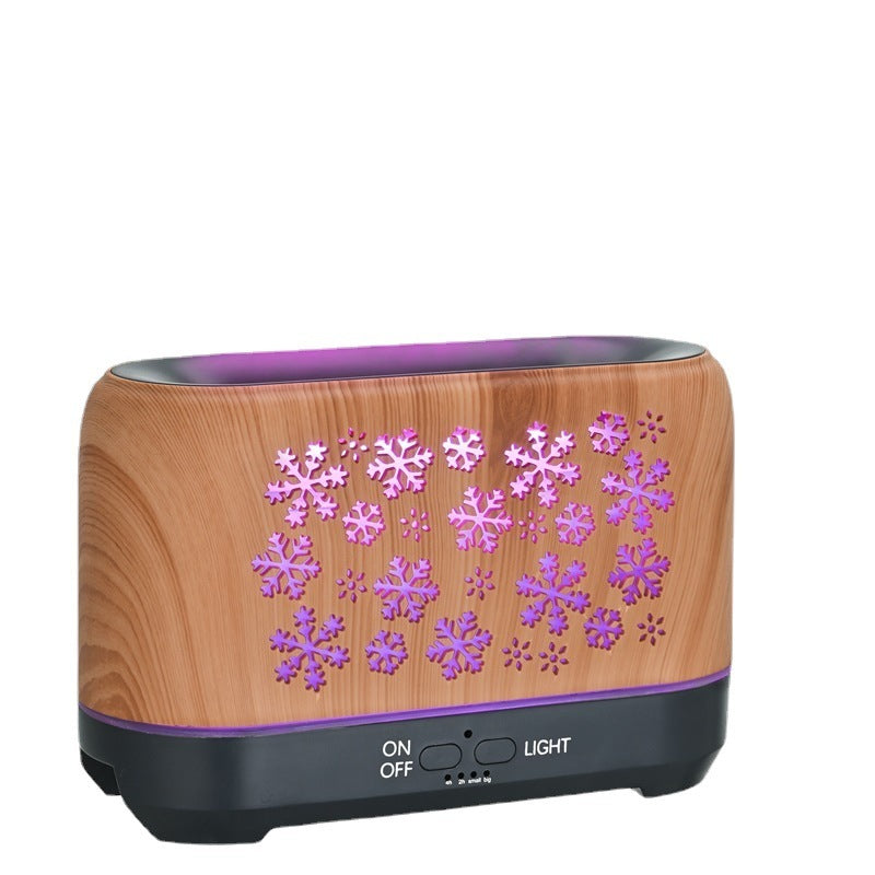 Christmas Snowflake Ultrasonic Aromatherapy Humidifier – 7-Color LED Flame Effect Diffuser with Remote Control