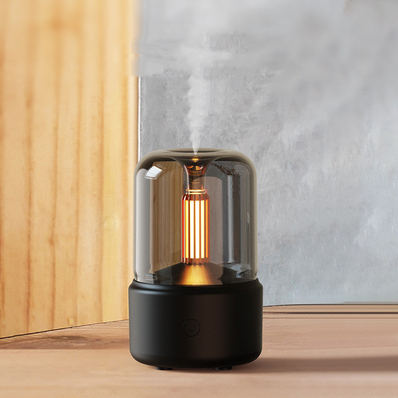 Atmosphere Light Humidifier Candlelight Aroma Diffuser – Portable 120ml USB Cool Mist Maker with LED Night Light