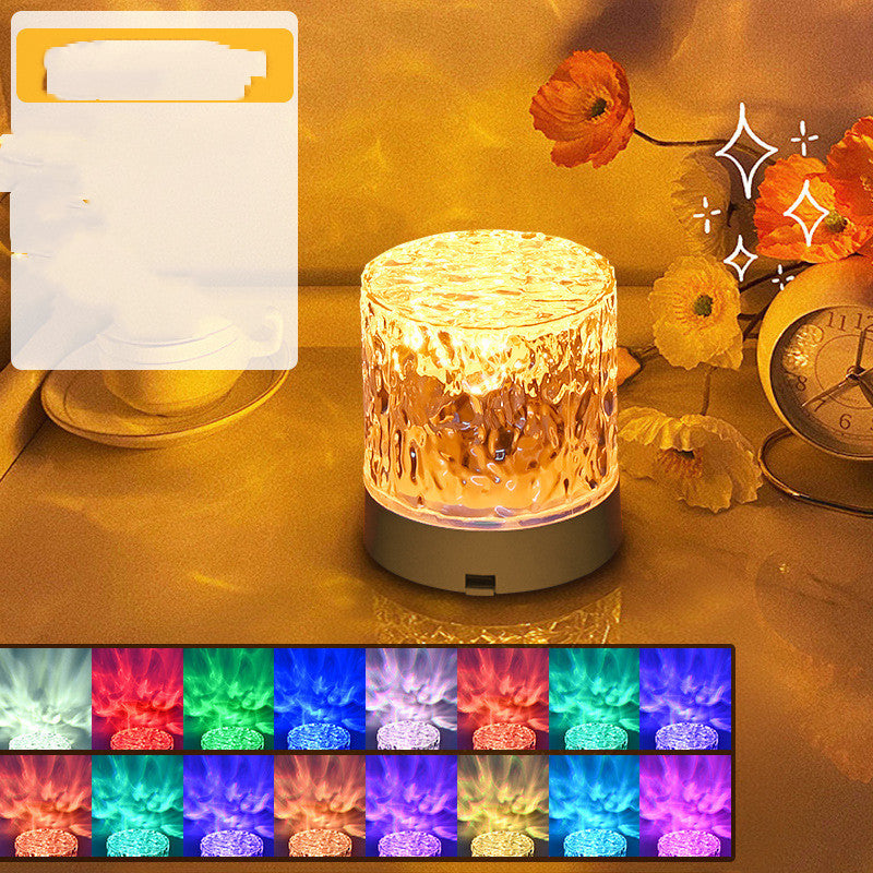 Crystal Water Ripple Projector Night Light – 16-Color LED Lamp with Touch & Remote Control