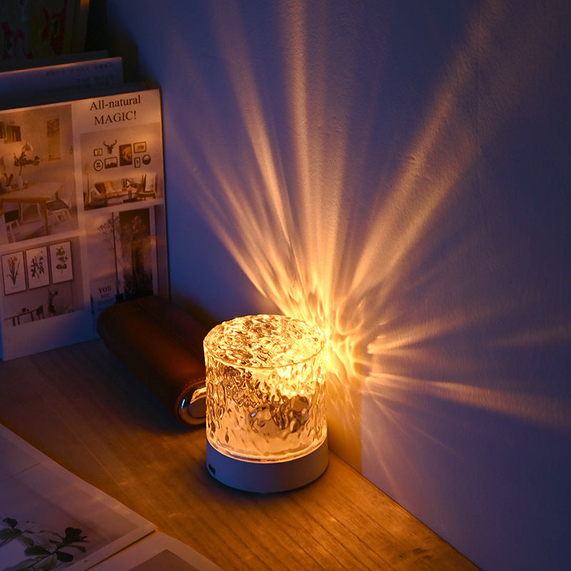 Crystal Water Ripple Projector Night Light – 16-Color LED Lamp with Touch & Remote Control