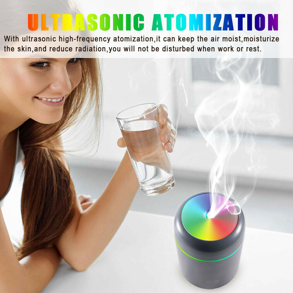 Ultrasonic Essential Oil Diffuser & Cool Mist Humidifier with LED Lights – Wood Grain Aromatherapy Air Purifier
