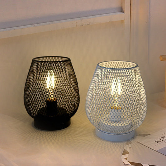 Vintage Birdcage Iron Table Lamp – Battery-Powered Hollow-Carved Night Light for Bedroom & Home Decor