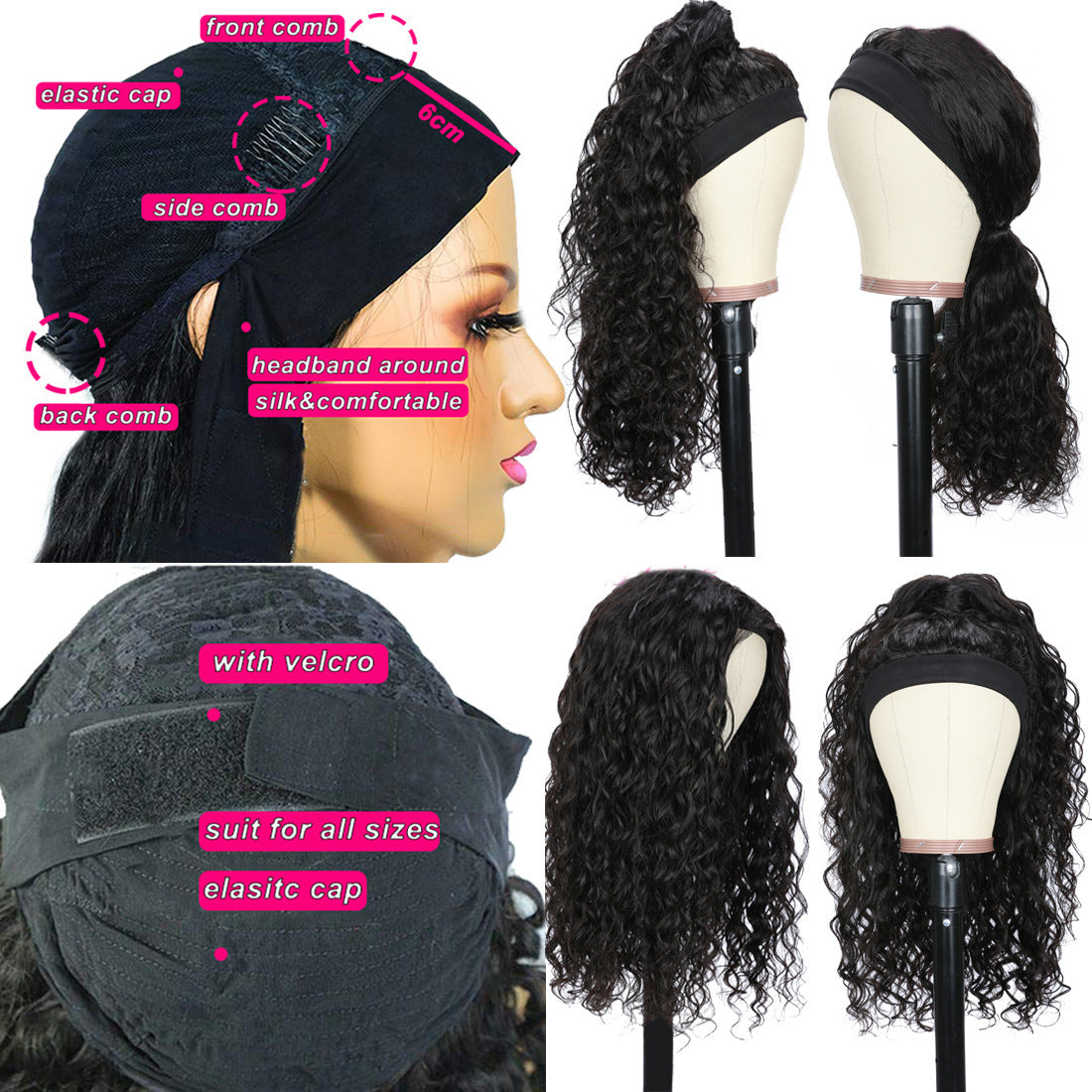 Fluffy Afro Headband Wig – African-Inspired Small Curl Headwrap Wig