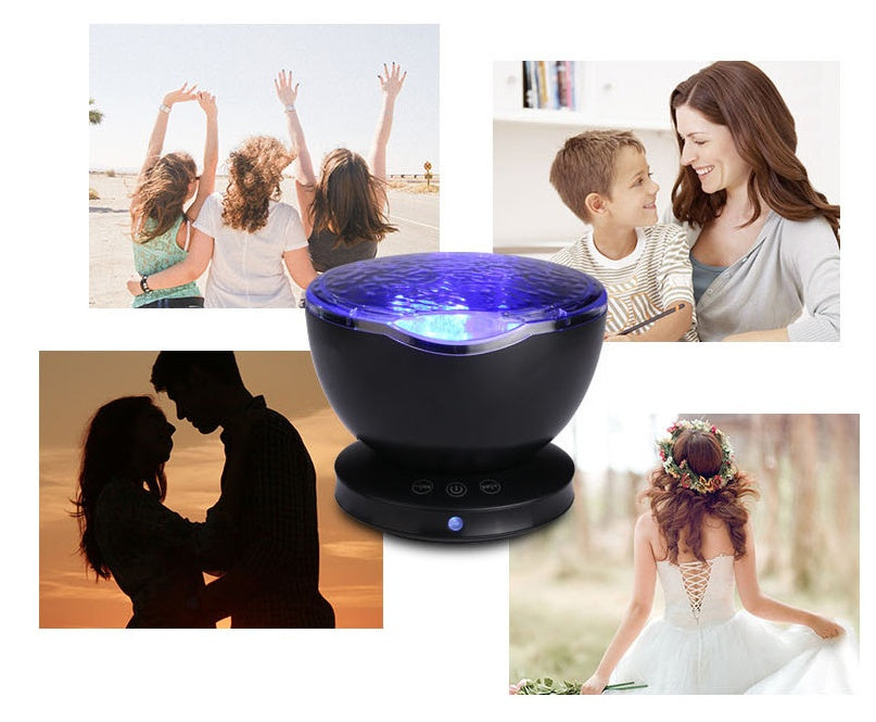 Ocean Wave Projector LED Night Light with Remote Control – TF Card Music Player & Speaker – Aurora Projection Lamp