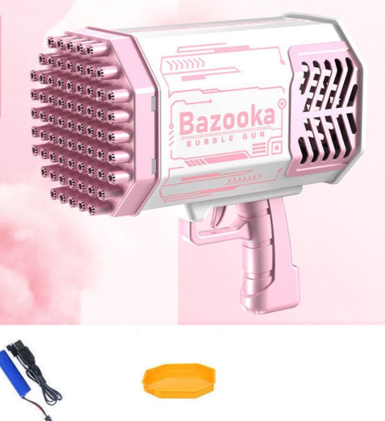 69-Hole Rocket Bubble Gun – Automatic Bubble Blower with LED Lights for Kids & Outdoor Fun