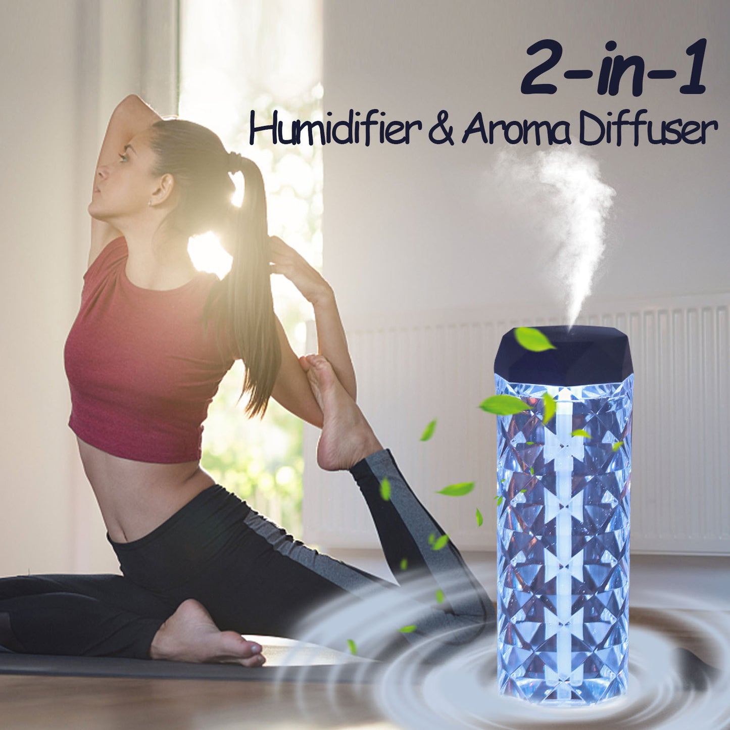 Crystal Lamp Air Humidifier – Color-Changing Night Light with Cool Mist & LED Atmosphere