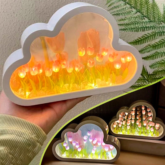 DIY Tulip Mirror Night Lamp – Handmade LED Cloud Flower Light Kit