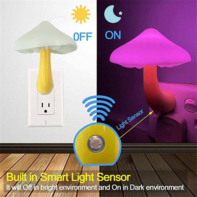 LED Mushroom Night Light – Plug-In Sensor Lamp with Warm White Glow