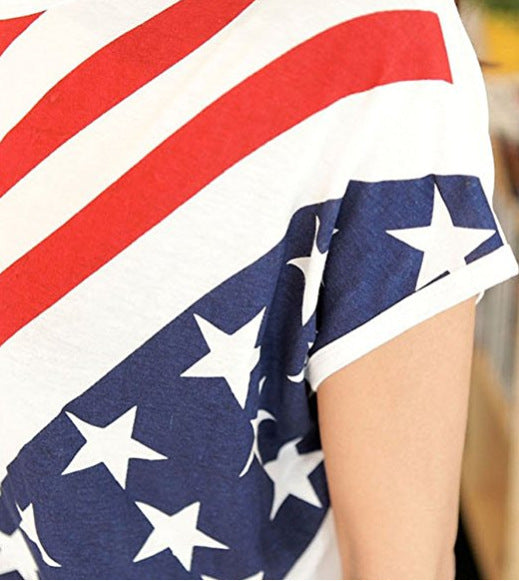 Flag Print Crew Neck T-Shirt – Casual Patriotic Style
