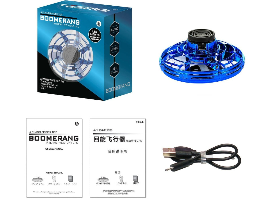 Mini UFO Flying Spinner Drone – LED Gyro Helicopter Toy for Kids & Adults | Rechargeable Hand-Controlled Boomerang