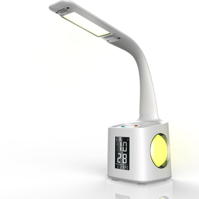Study LED Desk Lamp with USB Charging Port, LCD Screen, Calendar, 256-Color Night Light & Pen Holder – Dimmable Table Lamp for Kids & Students