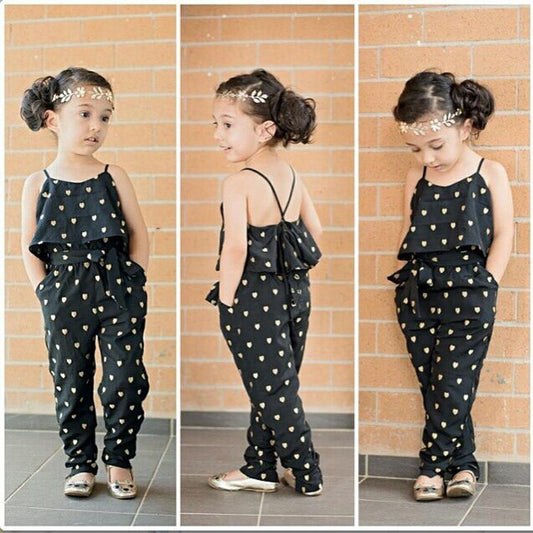 Girls' Summer Polka Dot Jumpsuit – Sleeveless Cotton Romper with Adjustable Straps (Sizes 2T–7T)