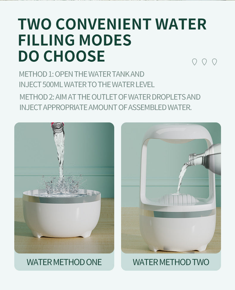 Anti-Gravity Water Drop Humidifier & Aromatherapy Diffuser – 500ml Ultrasonic Cool Mist for Home & Office
