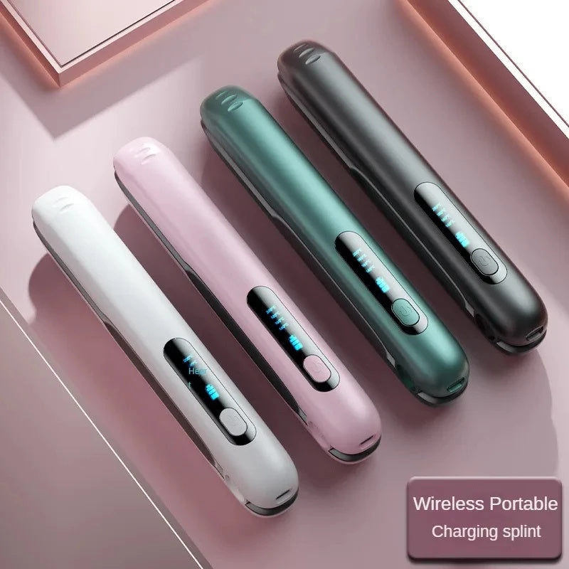 2-in-1 Cordless Hair Straightener & Curler – USB Rechargeable, 5000mAh Battery, Adjustable Heat Settings for Dry & Wet Hair