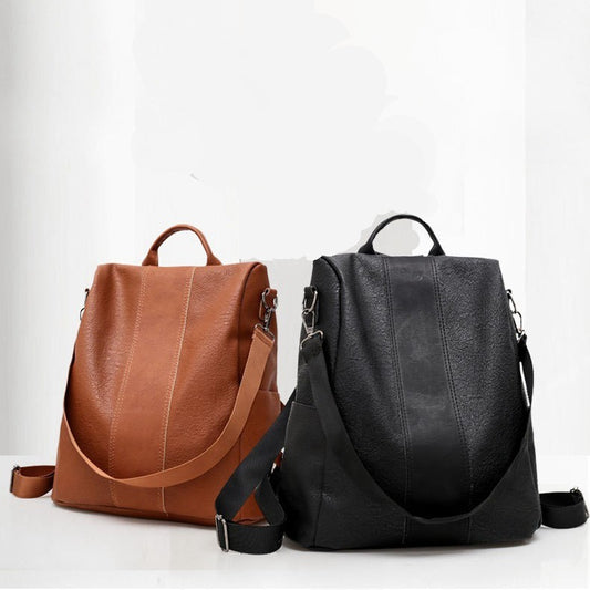 Women's Solid Color Large Capacity PU Leather Backpack – Stylish & Functional for Daily Use