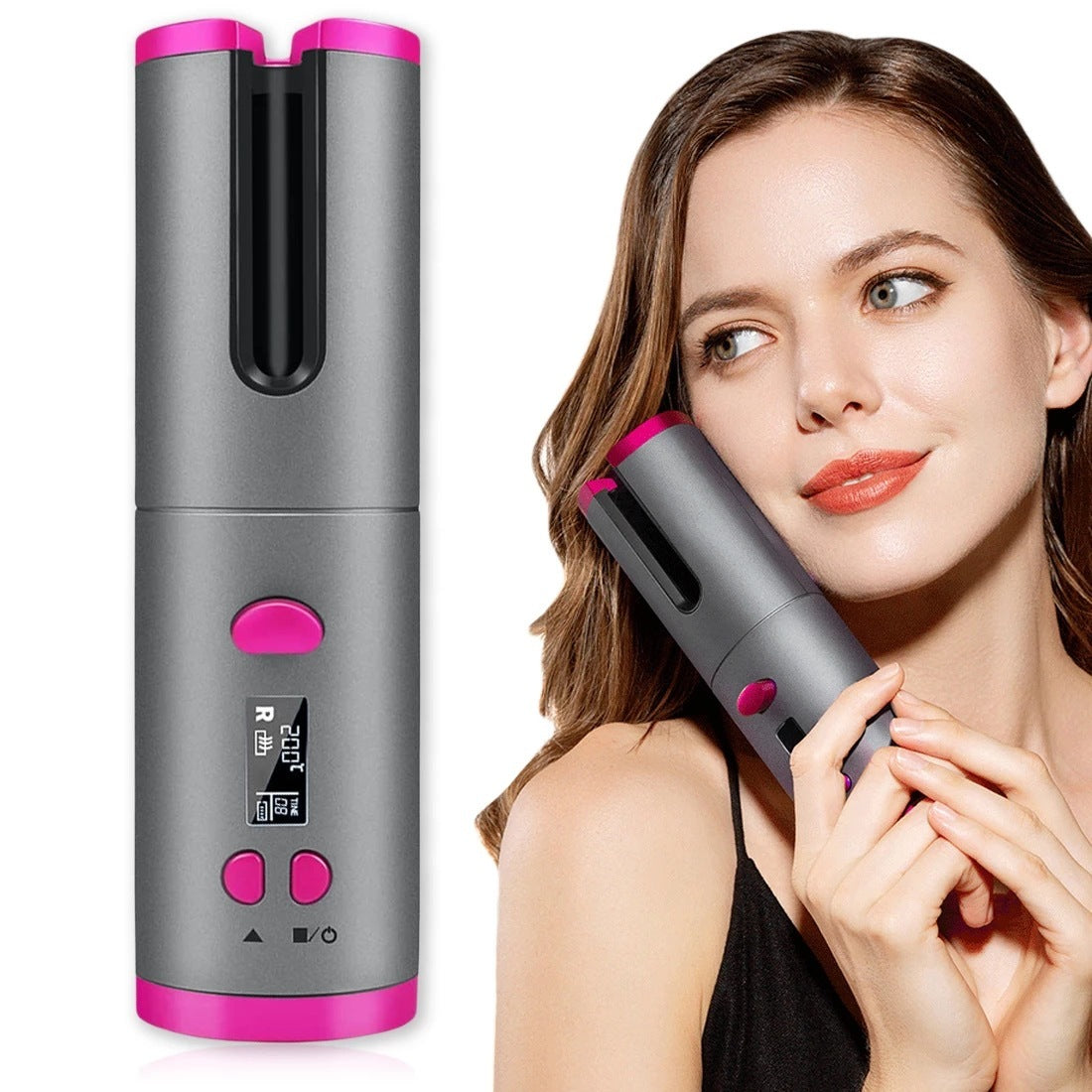 Multifunctional Automatic Wireless Curling Iron – Cordless, USB Rechargeable, LCD Display