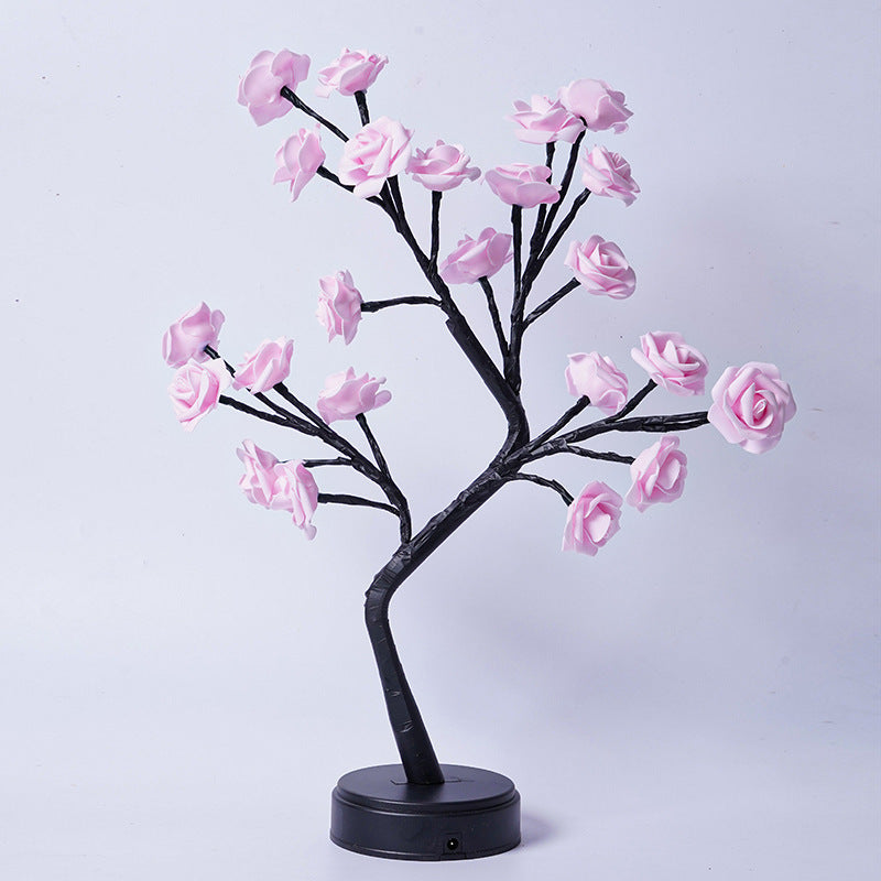 Flower Tree Rose Lamp – USB-Powered Fairy Desk Night Light for Weddings, Valentine's & Holiday Decor