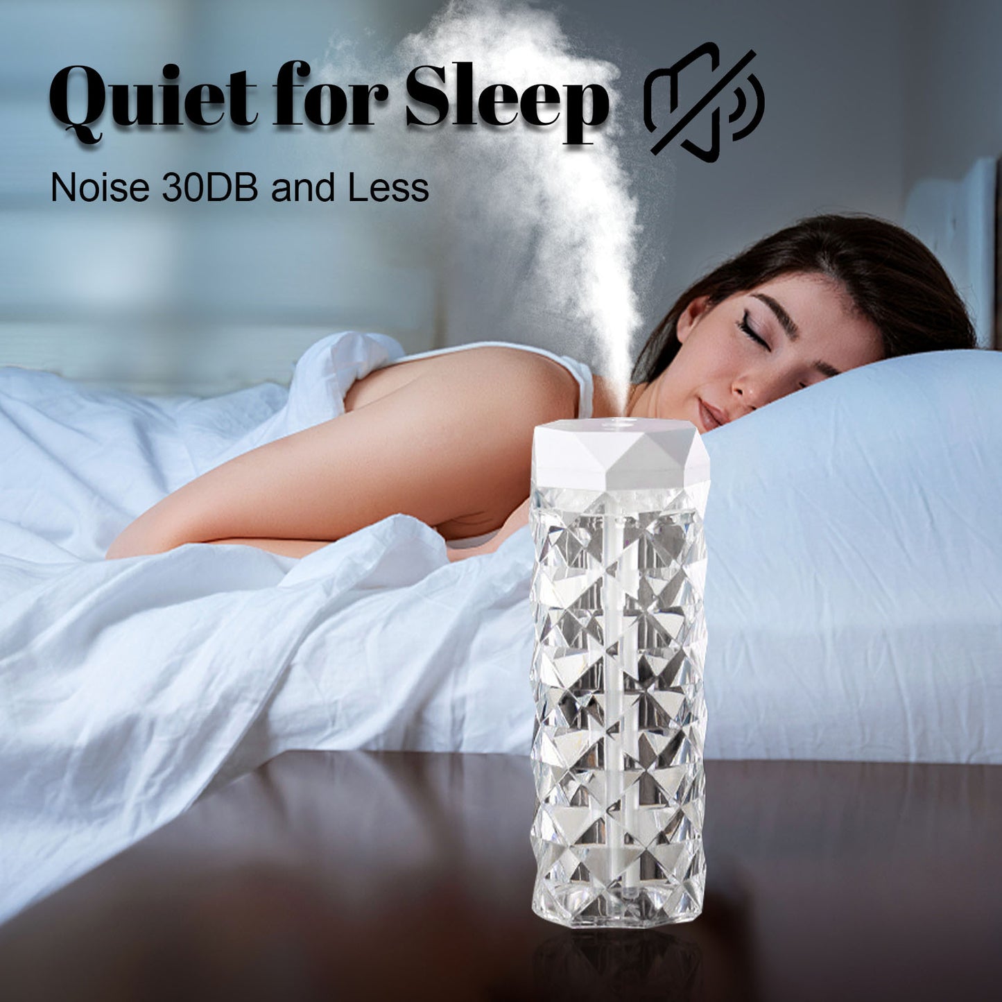 Crystal Lamp Air Humidifier – Color-Changing Night Light with Cool Mist & LED Atmosphere