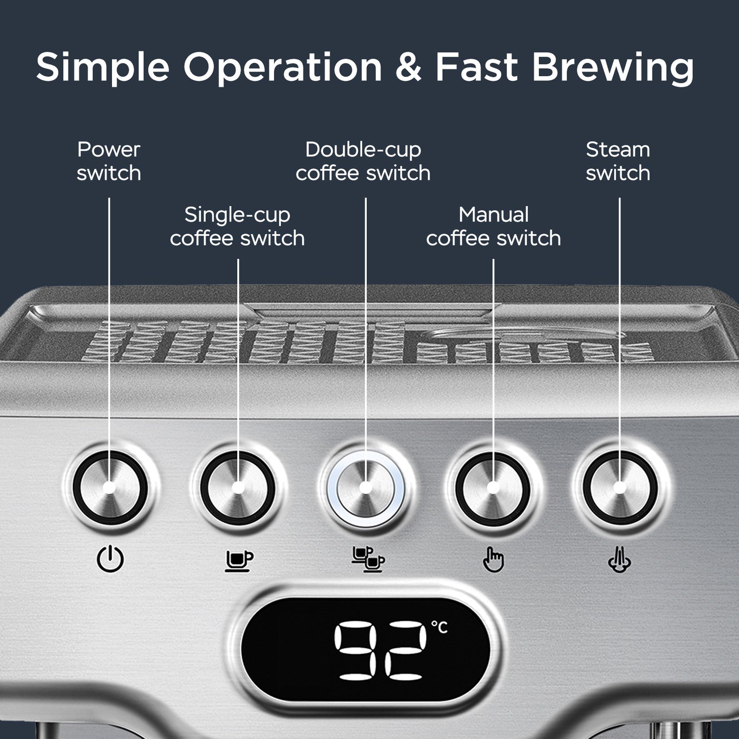 Geek Chef 20-Bar Espresso Machine – Stainless Steel Espresso Maker with Milk Frother & 1.8L Water Tank