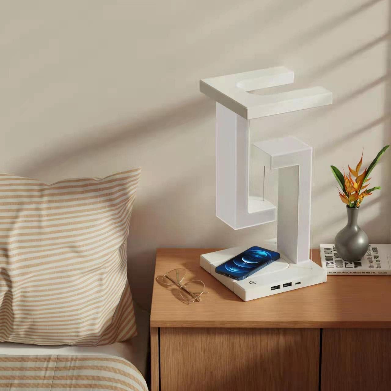 Magnetic Levitating LED Table Lamp with Wireless Charging – Floating Balance Light for Home & Office