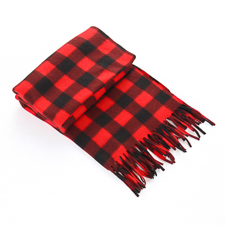 Classic Black & White Plaid Thermal Scarf – Unisex Oversized Winter Wrap