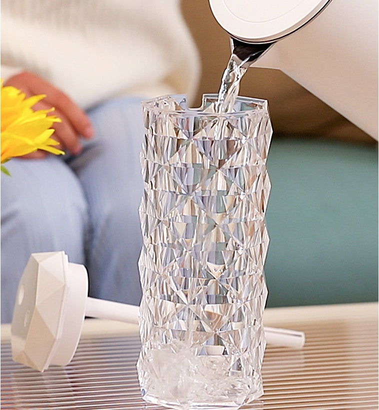 Crystal Lamp Air Humidifier – Color-Changing Night Light with Cool Mist & LED Atmosphere