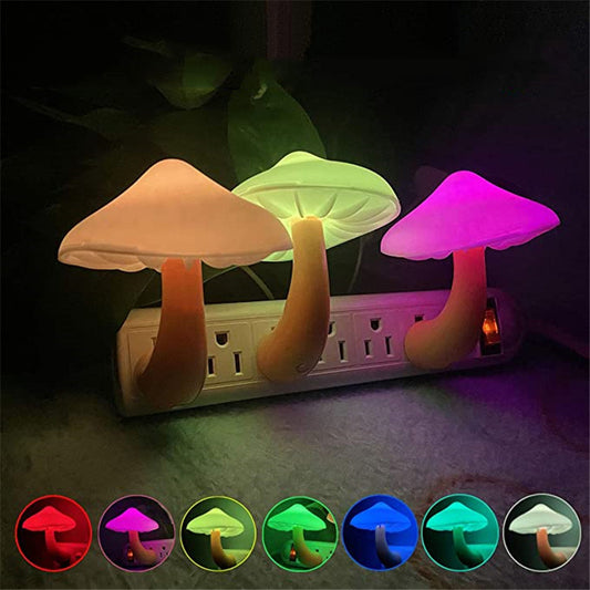 LED Mushroom Night Light – Plug-In Sensor Lamp with Warm White Glow