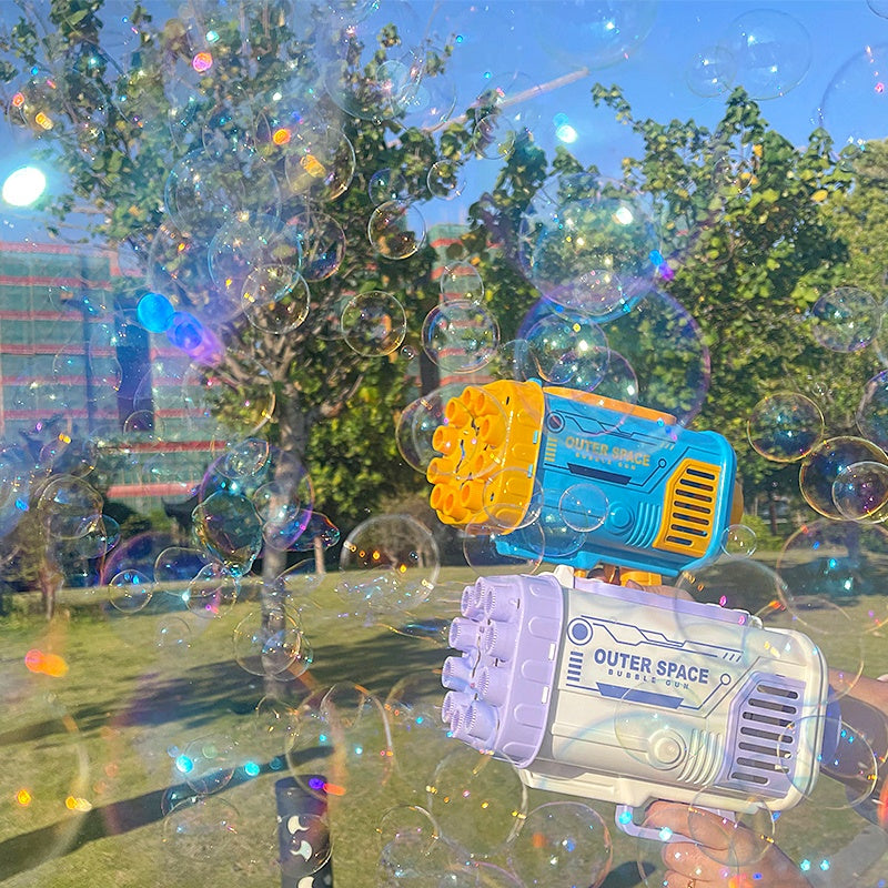 69-Hole Rocket Bubble Gun – Automatic Bubble Blower with LED Lights for Kids & Outdoor Fun