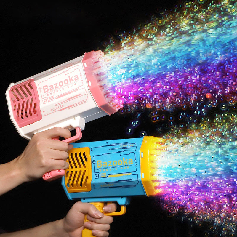 69-Hole Rocket Bubble Gun – Automatic Bubble Blower with LED Lights for Kids & Outdoor Fun