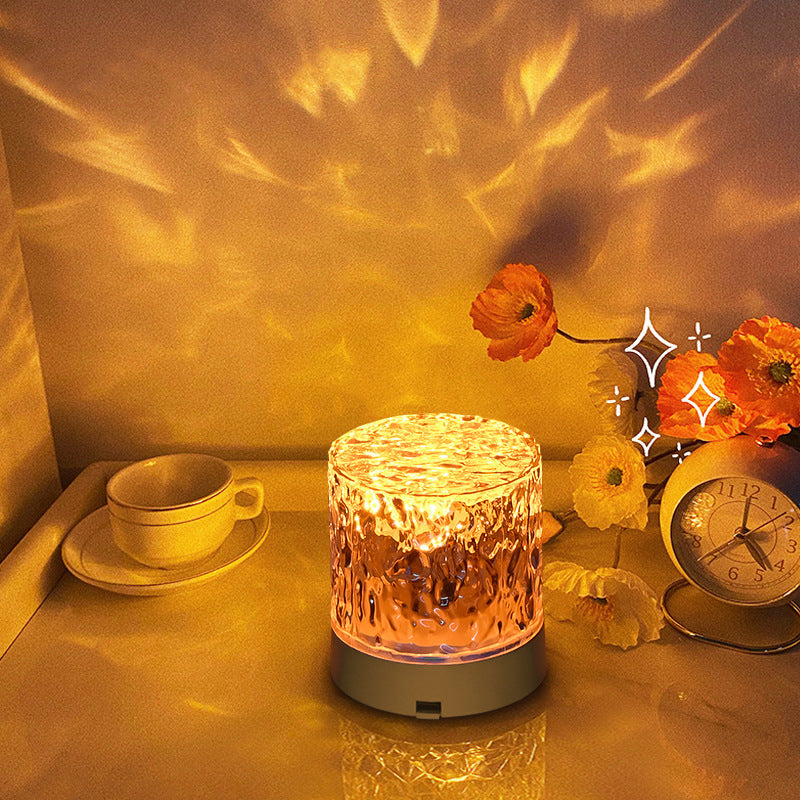 Crystal Water Ripple Projector Night Light – 16-Color LED Lamp with Touch & Remote Control