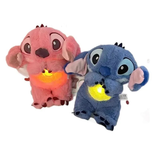 2025 New Lilo&Stitch Plush Doll Breath Child Peluche Kawaii Soothes Toy Anime Baby Music Light Sleep Toys Pink Stitch Kid Gifts