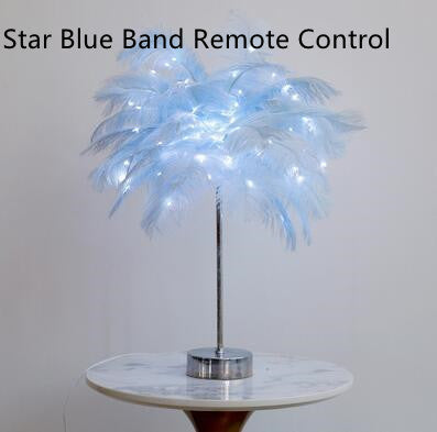 Nordic Feather Table Lamp – Elegant Bedside Night Light with Soft Glow