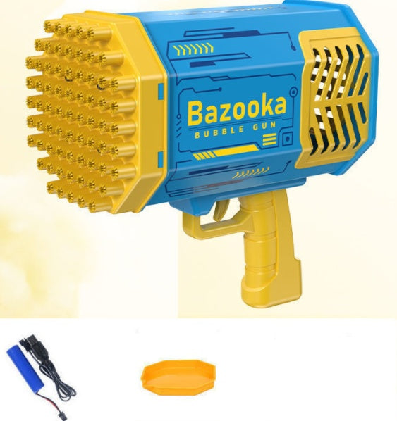 69-Hole Rocket Bubble Gun – Automatic Bubble Blower with LED Lights for Kids & Outdoor Fun
