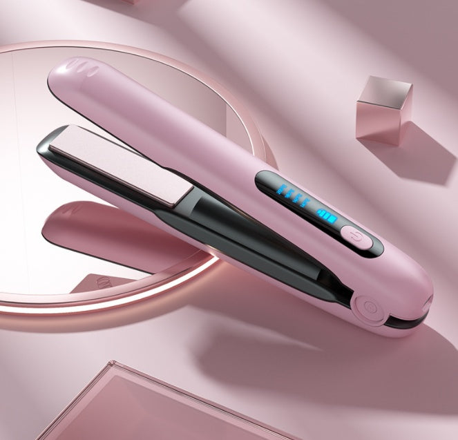 2-in-1 Cordless Hair Straightener & Curler – USB Rechargeable, 5000mAh Battery, Adjustable Heat Settings for Dry & Wet Hair