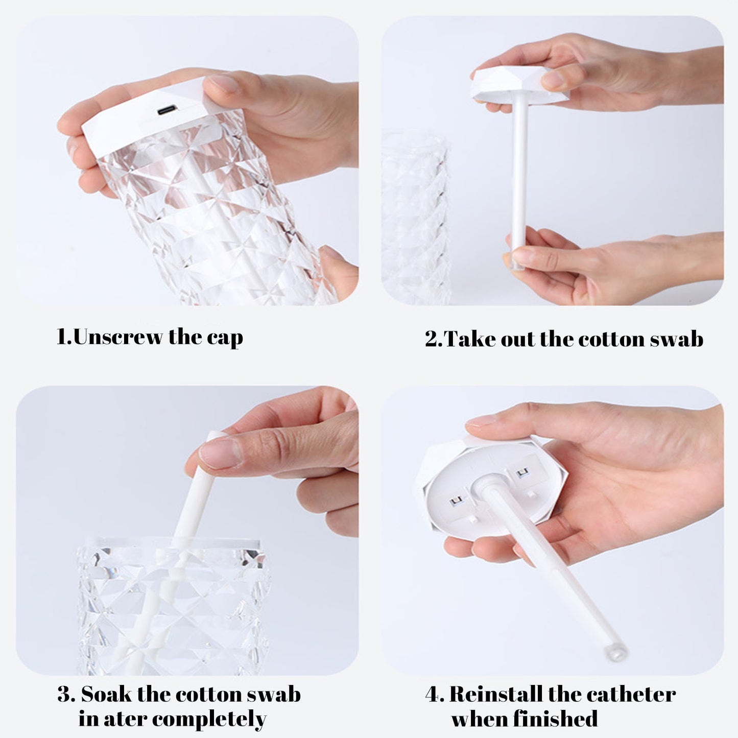 Crystal Lamp Air Humidifier – Color-Changing Night Light with Cool Mist & LED Atmosphere