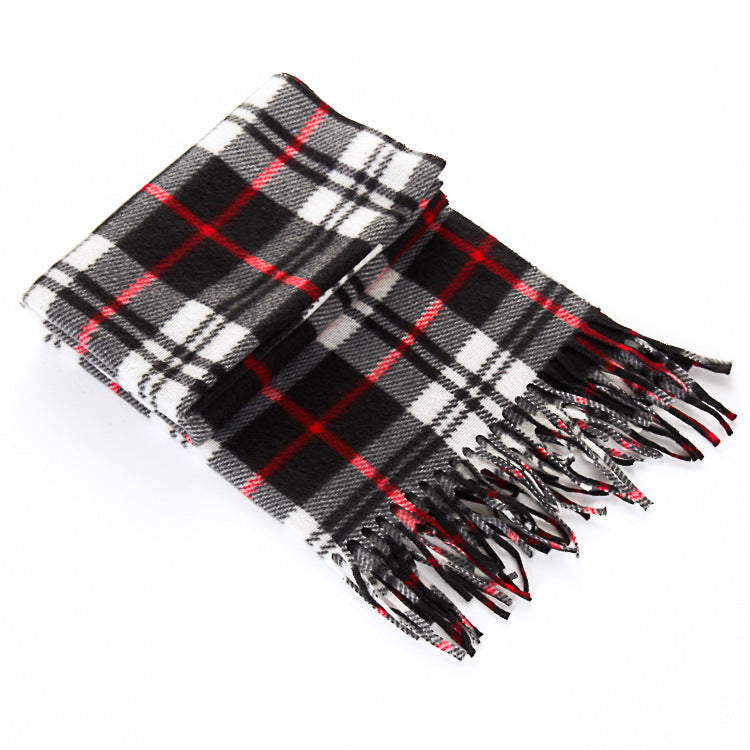 Classic Black & White Plaid Thermal Scarf – Unisex Oversized Winter Wrap