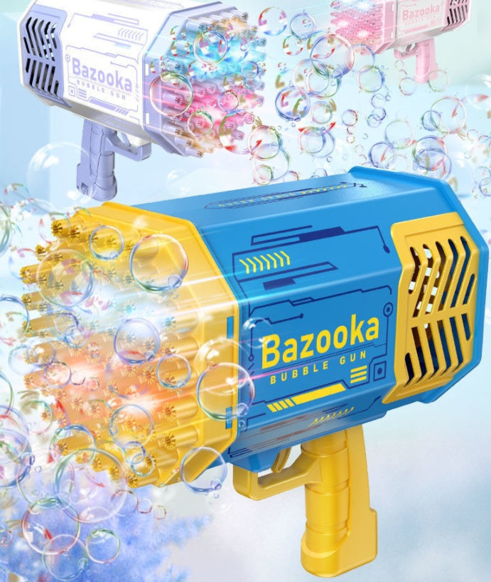 69-Hole Rocket Bubble Gun – Automatic Bubble Blower with LED Lights for Kids & Outdoor Fun